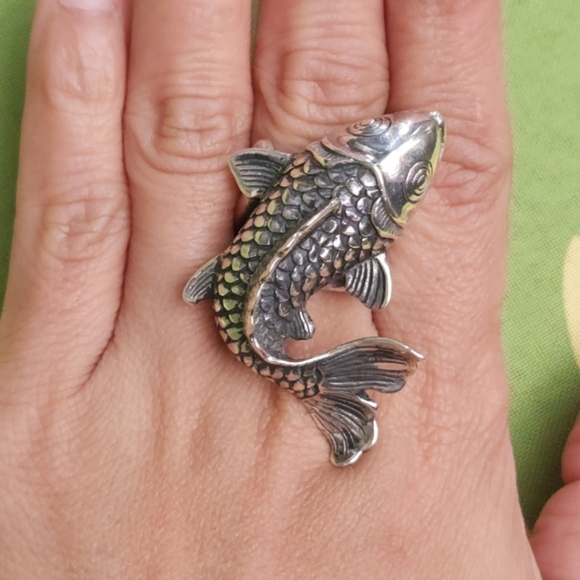 925 sterling silver fish / koi ring
